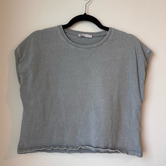 Zara Tops - Zara Short-Sleeved T-Shirt in Pearl Grey size Medium
